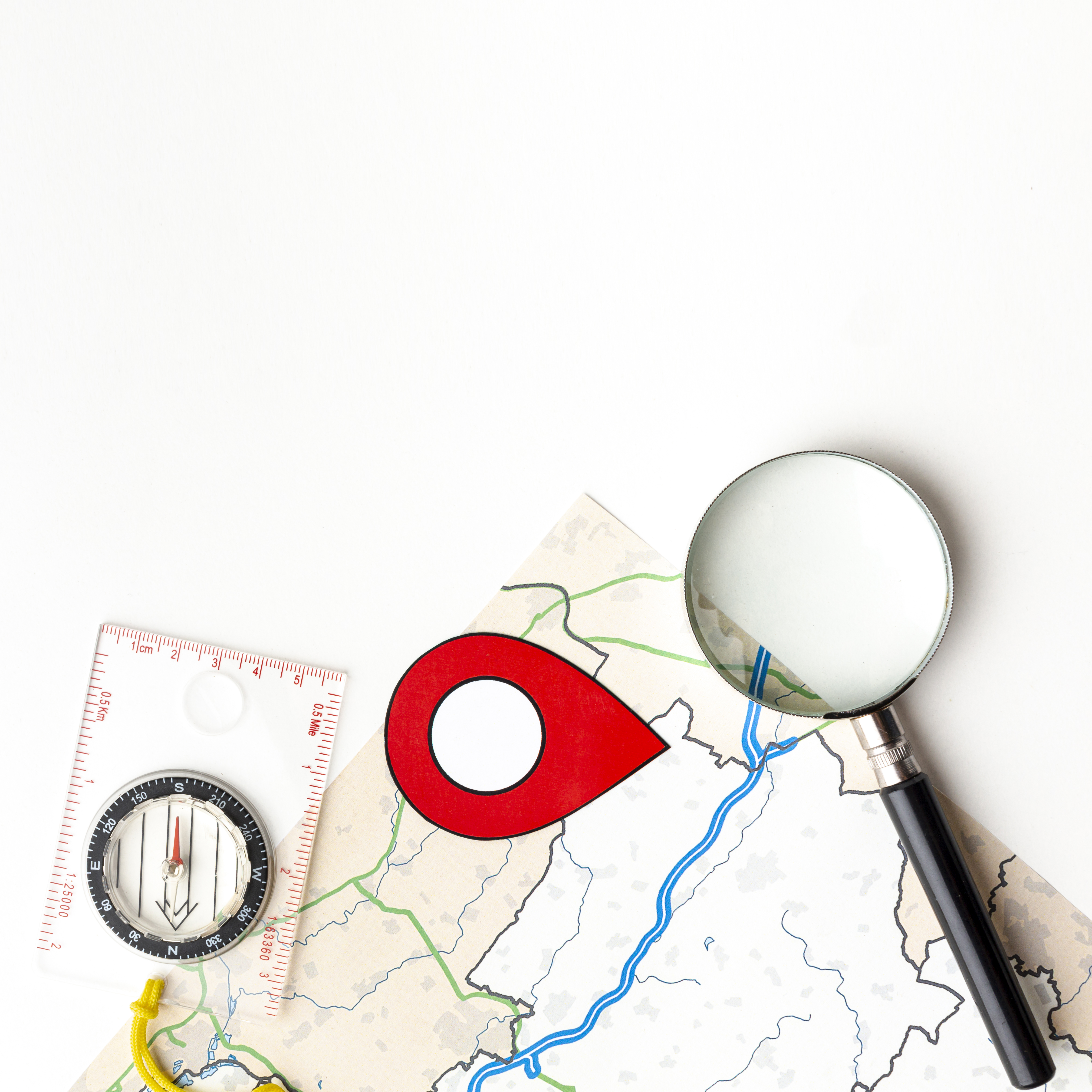 top-view-magnifying-glass-map